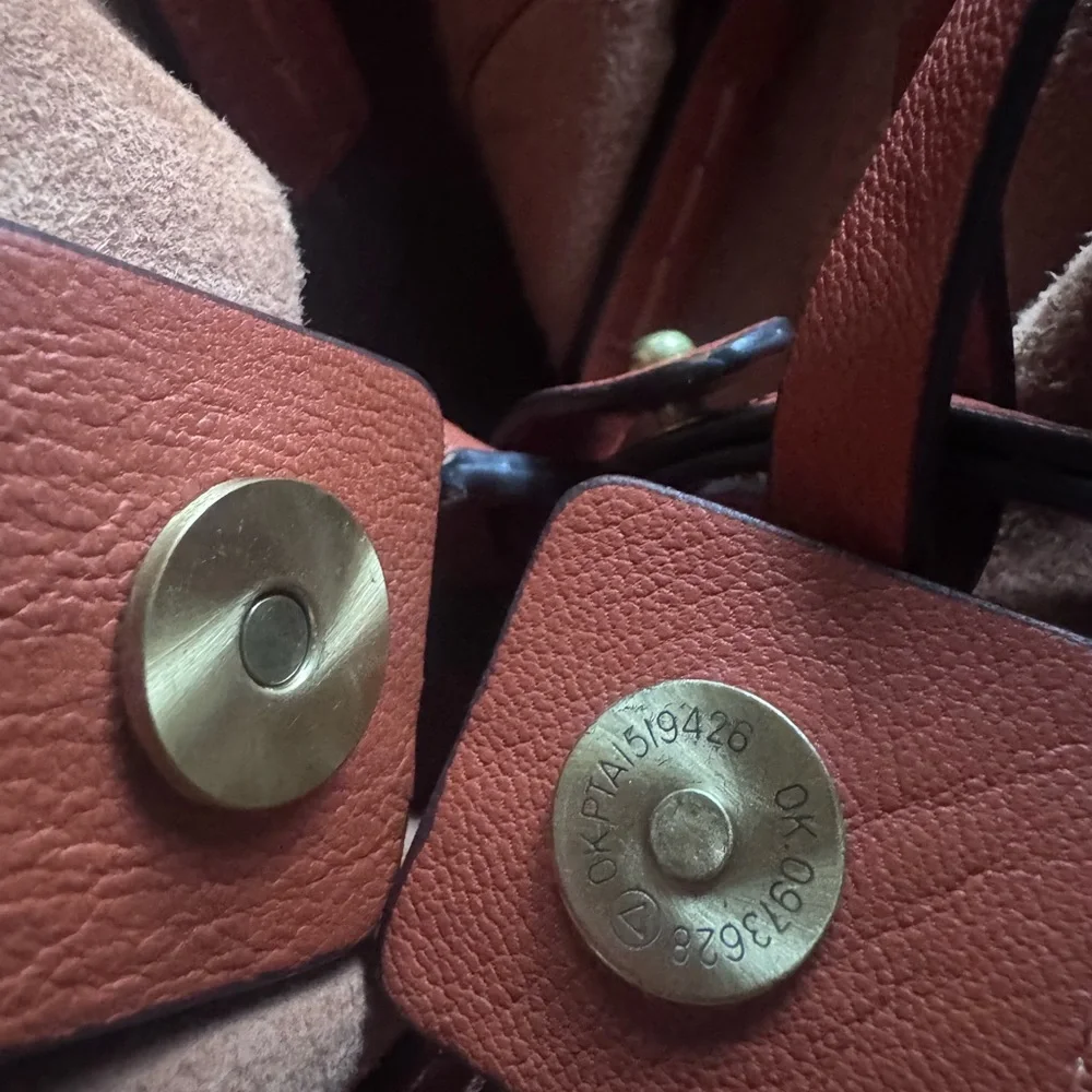 Lucky Brand slouchy leather shopper tote crossbody purse w/wristlet/wallet 🤎🧡 - Picture 10 of 15